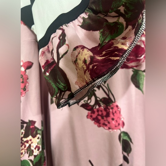 Custom Ladies Floral Pink and Black Striped Top - Picture 3 of 4